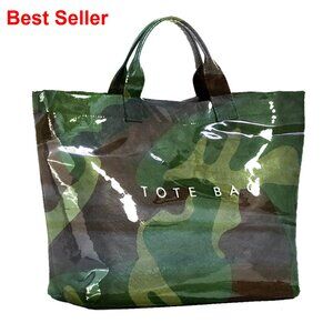 Large PVC Tote Bag with Letters Print, Clear Paper Shoulder Hobo Bag